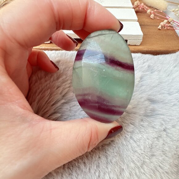 Beautiful Candy Fluorite Palm Stone - Picture 4 of 5